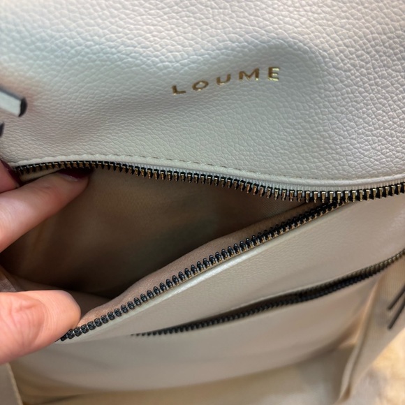 NWT Loume Crossbody Bag Cream Gold-Tone Hardwar Pebbled Faux Leather Nylon Strap - Picture 8 of 16